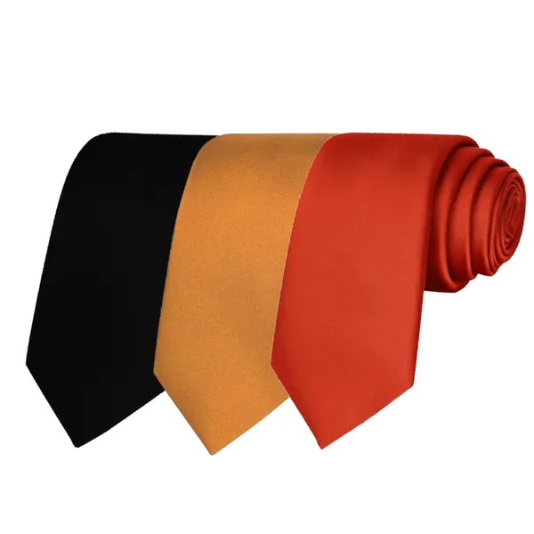 Calixto_Solid_Design_Men's_Black,Mustard,Red_Solid_Color_Necktie_For_Men's_,_Polyster_Smooth_Fabric_Necktie_(Pack_Of_3)