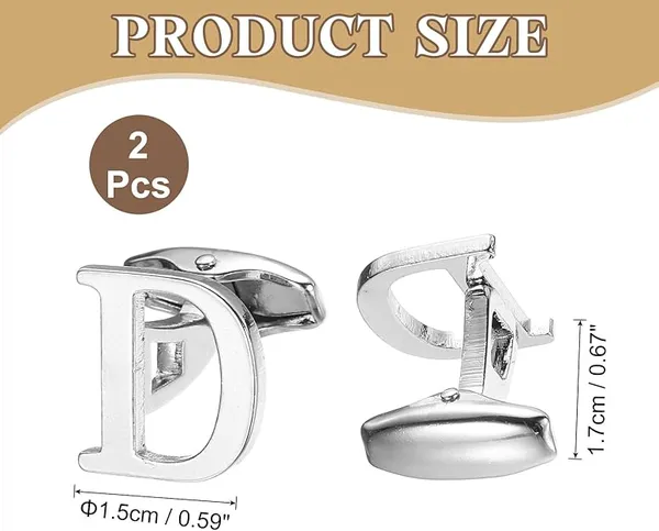 D_Alphabet_Silver_Cufflinks_for_Men_|_Initial_Letter_�D�_Personalized_Luxury_Cuff_Links_|_Premium_Polished_Metal_Shirt,_Coat_&_Blazer_Cufflinks_|_Wedding,_Office_|_Stylish_Gift_for_Men_|_Set_of_2