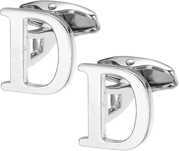 D_Alphabet_Silver_Cufflinks_for_Men_|_Initial_Letter_�D�_Personalized_Luxury_Cuff_Links_|_Premium_Polished_Metal_Shirt,_Coat_&_Blazer_Cufflinks_|_Wedding,_Office_|_Stylish_Gift_for_Men_|_Set_of_2