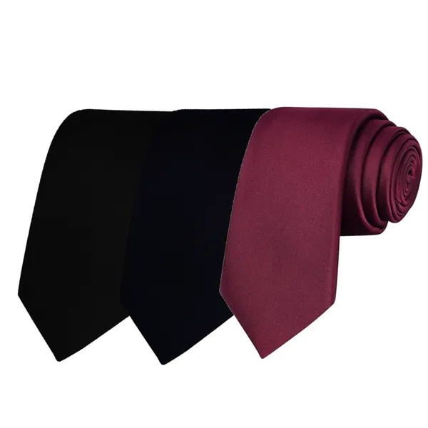 Calixto_Solid_Design_Men's_Black,Dark_Blue,Wine_Solid_Color_Necktie_For_Men's_,_Polyster_Smooth_Fabric_Necktie_(Pack_Of_3)