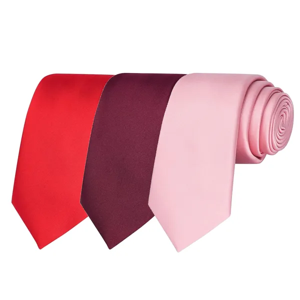 Calixto_Solid_Design_Men's_Blood_Red,Wine,_Pink_Solid_Color_Necktie_For_Men's_,_Polyster_Smooth_Fabric_Necktie_(Pack_Of_3)