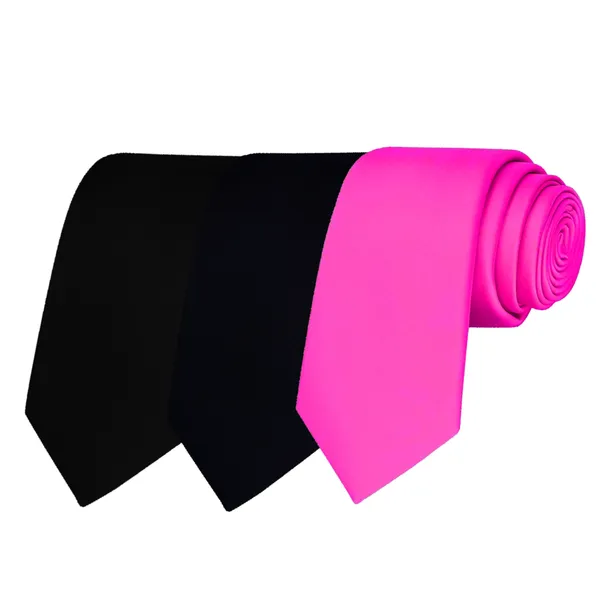Calixto_Solid_Design_Men's_Black,Dark_Blue,Pink_Solid_Color_Necktie_For_Men's_,_Polyster_Smooth_Fabric_Necktie_(Pack_Of_3)