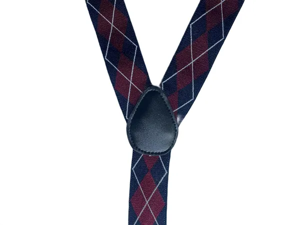 Mens_Adjustable_Y-Back_Suspenders__Wide_Clip-On_Elastic_Braces_with_Heavy-Duty_Metal_Clips,_Navy_Blue_&_Burgundy_Argyle_Diamond_Pattern__Classic_Suspenders_for_Pants,_Business,_Wedding,_Formal_&_Casual_Outfits
