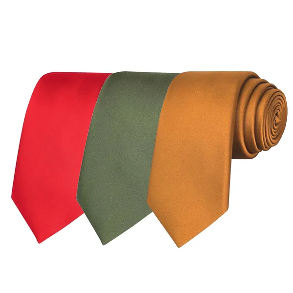 Calixto_Solid_Design_Men's_Blood_Red,Green,Mustard_Solid_Color_Necktie_For_Men's_,_Polyster_Smooth_Fabric_Necktie_(Pack_Of_3)