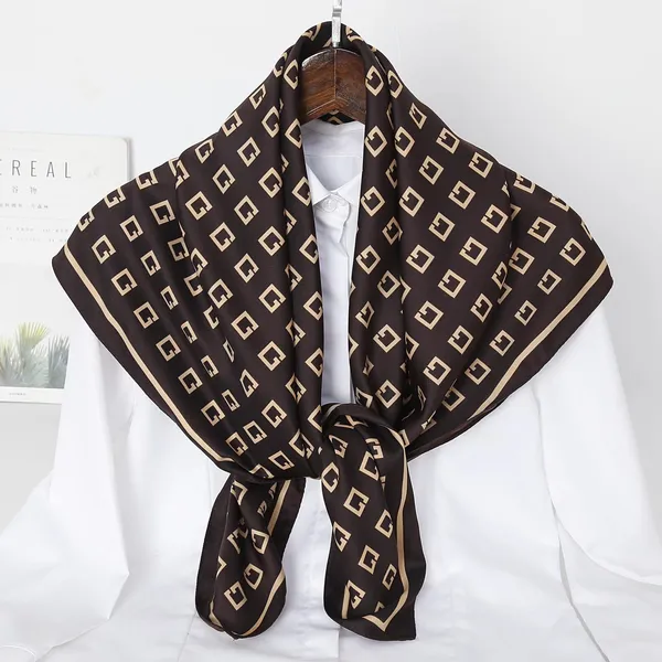 Calixto_Premium_Brown_Silk_Scarf_with_Geometric_G_Print_|_Luxury_Square_Satin_Neck_Scarf_for_Women_|_Soft,_Lightweight_&_Stylish