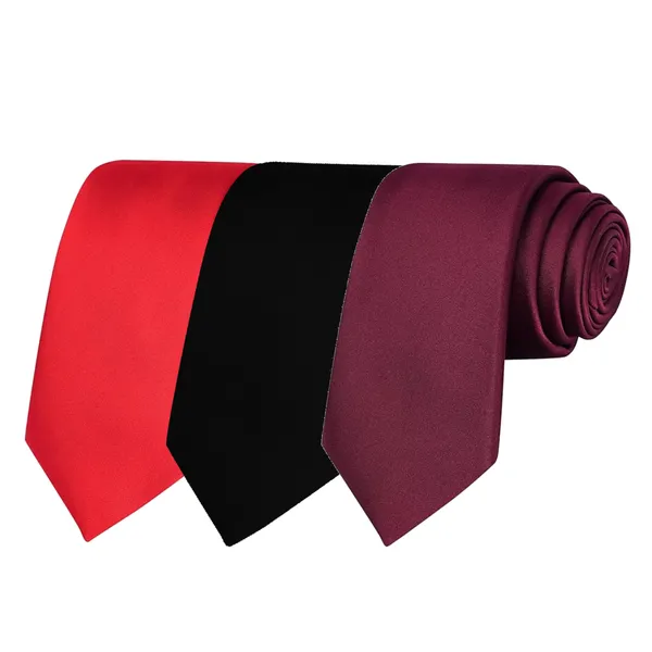 Calixto_Solid_Design_Men's_Blood_Red,Black,Wine_Solid_Color_Necktie_For_Men's_,_Polyster_Smooth_Fabric_Necktie_(Pack_Of_3)