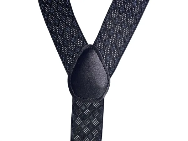 Mens_Suspenders__Black_with_Diamond-Check_Pattern,_Adjustable_Y-Back_Style,_Elastic_Straps_&_Heavy-Duty_Clips_for_Weddings,_Business_Suits,_Formal_Events_&_Casual_Fashion