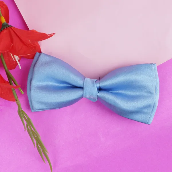 Sky_Blue_Elegant_Double_Layer_Bow_Pre-Tied_Bow_And_Lapel_Pin_for_Men,_Classic_Solid_Color_100%_Polyester_Micro_Fabric_Bow_Tie,_Adjustable_Length_Clip