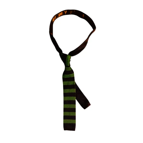 Dual_Color_Green_Brown_Parallel_Stripes_Necktie_Men'S_Knitted_Tie,_Narrow_Skinny_Slim_&Trending_Designer_Necktie