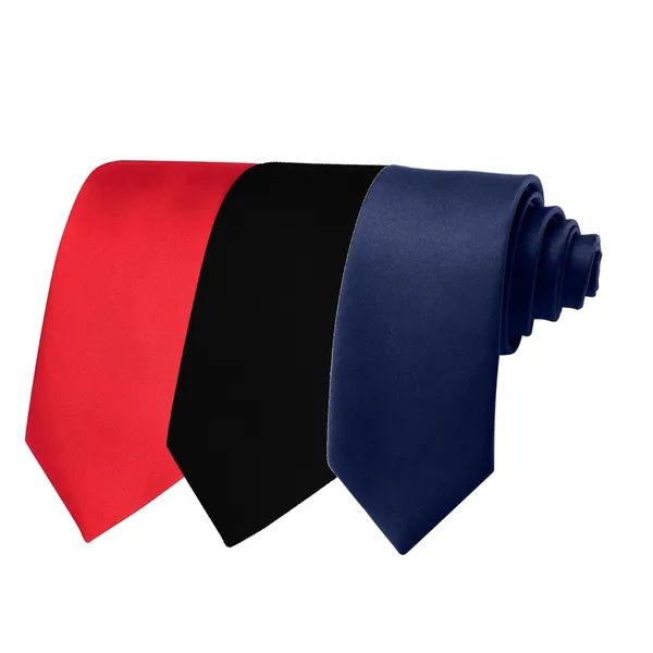 Calixto_Solid_Design_Men's_Blood_Red,Black,Blue_Solid_Color_Necktie_For_Men's_,_Polyster_Smooth_Fabric_Necktie_(Pack_Of_3)