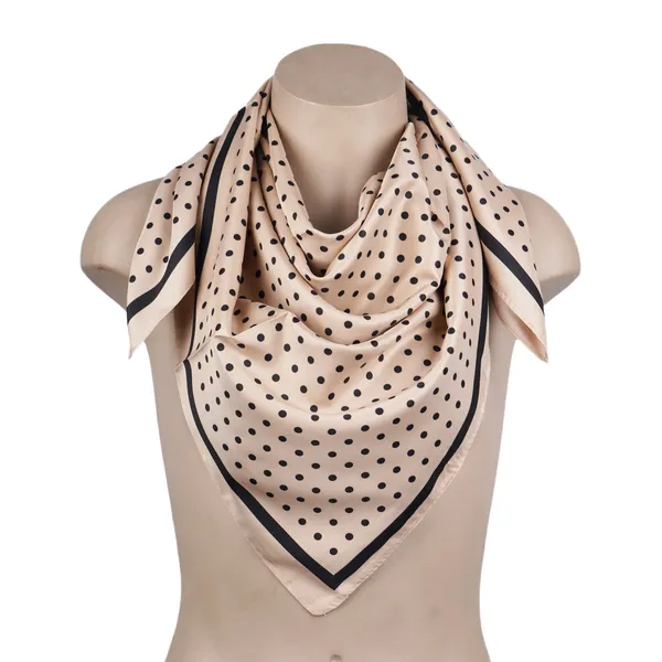 Calixto_Silk_Satin_Square_Scarf_for_Women_–_Beige_with_Black_Polka_Dots_–_Elegant_Neck,_Hair,_and_Bag_Accessory