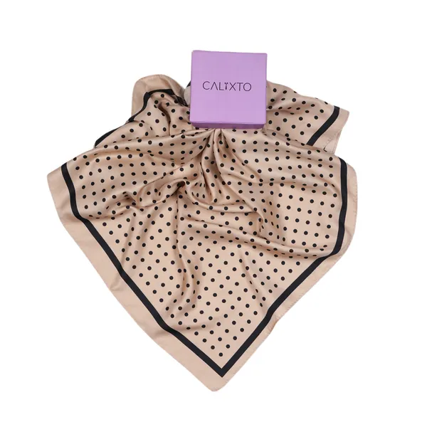 Calixto_Silk_Satin_Square_Scarf_for_Women_–_Beige_with_Black_Polka_Dots_–_Elegant_Neck,_Hair,_and_Bag_Accessory