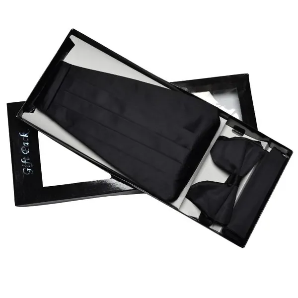 Calixto_Black_Tuxedo_Cummerbund_and_Bow_Tie_Set_for_Men_–_Adjustable_Pre-Tied_Bowtie,_Satin_Pleated_Cummerbund_&_Pocket_Square_–_Formal_Wedding_Prom_Tuxedo_Accessories_Gift_Set_with_Luxury_Box