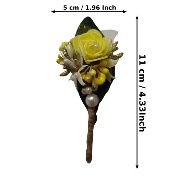 Calixto_Bouquet_Brooch_Of_Yellow_And_White_Color_For_Men_And_Women_,Unisex_Accessory_For_Weddings,_Parties_(_Pack_Of_1)
