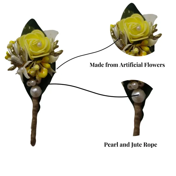 Calixto_Bouquet_Brooch_Of_Yellow_And_White_Color_For_Men_And_Women_,Unisex_Accessory_For_Weddings,_Parties_(_Pack_Of_1)