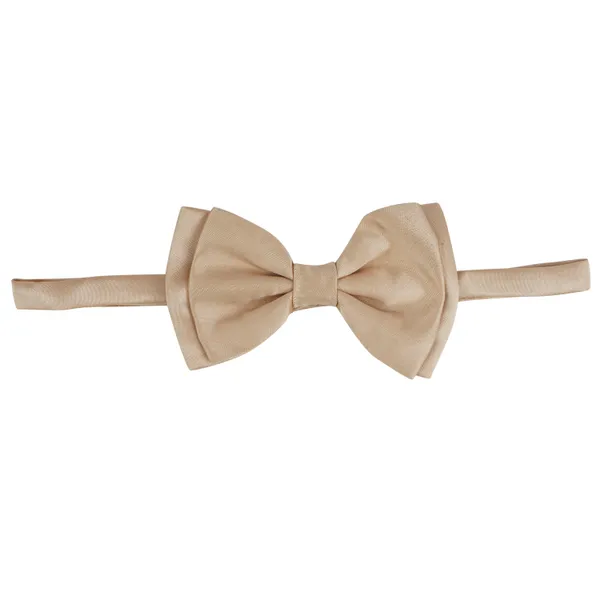 Cream_Double_Layer_Pre-Tied_Bow_With_Lapel_Pin__for_Men,_Classic_Solid_Color_Satin_Fabric_Bow_Tie,_Adjustable_Length_Clip,_Formal_Bow
