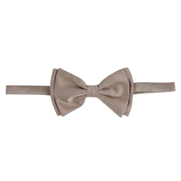 Cream_Double_Layer_Pre-Tied_Bow_With_Lapel_Pin__for_Men,_Classic_Solid_Color_Satin_Fabric_Bow_Tie,_Adjustable_Length_Clip,_Formal_Bow