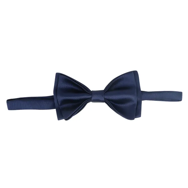 Dark_Blue_Double_Layer_Pre-Tied_Bow_With_Lapel_Pin__for_Men,_Classic_Solid_Color_Satin_Fabric_Bow_Tie,_Adjustable_Length_Clip,_Formal_Bow
