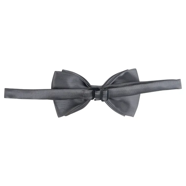 Grey_Elegant_Double_Layer_Bow_Pre-Tied_Bow_And_Lapel_Pin_for_Men,_Classic_Solid_Color_100%_Polyester_Micro_Fabric_Bow_Tie,_Adjustable_Length_Clip