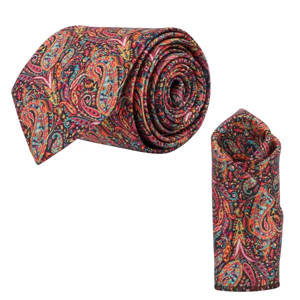 Calixto_Men’s_Blue_&_Orange_Paisley_Tie_and_Pocket_Square_Set_–_Bold_Classic_Design_–_Elegant_Neckwear_for_Weddings,_Office,_and_Special_Events
