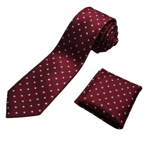 Calixto_Men’s_Burgundy_Polka_Dot_Tie_and_Pocket_Square_Gift_Set_with_Premium_Gift_Box_–_Classic_Woven_Necktie_Hanky_Set_for_Wedding,_Business,_Party,_Formal_Events