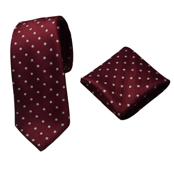 Calixto_Men’s_Burgundy_Polka_Dot_Tie_and_Pocket_Square_Gift_Set_with_Premium_Gift_Box_–_Classic_Woven_Necktie_Hanky_Set_for_Wedding,_Business,_Party,_Formal_Events