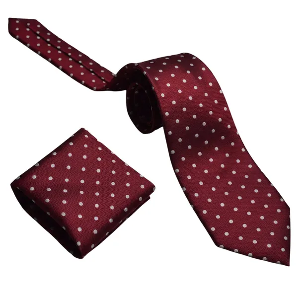 Calixto_Men’s_Burgundy_Polka_Dot_Tie_and_Pocket_Square_Gift_Set_with_Premium_Gift_Box_–_Classic_Woven_Necktie_Hanky_Set_for_Wedding,_Business,_Party,_Formal_Events
