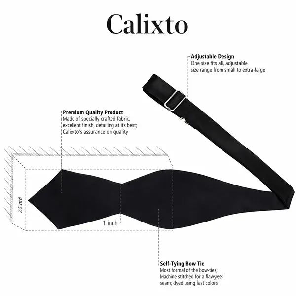 Calixto_Men’s_Classic_Self-Tie_Black_Bow_Tie_–_Adjustable_Handmade_Satin_Bowtie_for_Tuxedo,_Wedding,_Formal_&_Black_Tie_Events