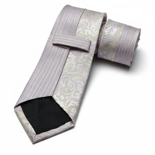 Calixto_Men's_Ivory_Lavender_Paisley_Striped_Necktie,_Jacquard_Woven,_Silk_Feel,_Formal_Wedding_Business_Classic_Neck_Tie