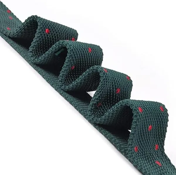 Calixto_Men’s_Knit_Tie_–_Textured_Slim_Necktie_with_Polka_Dots_–_Premium_Woven_Casual_Tie_for_Business,_Wedding_&_Formal_Wear_(Green_with_Red_Dots)