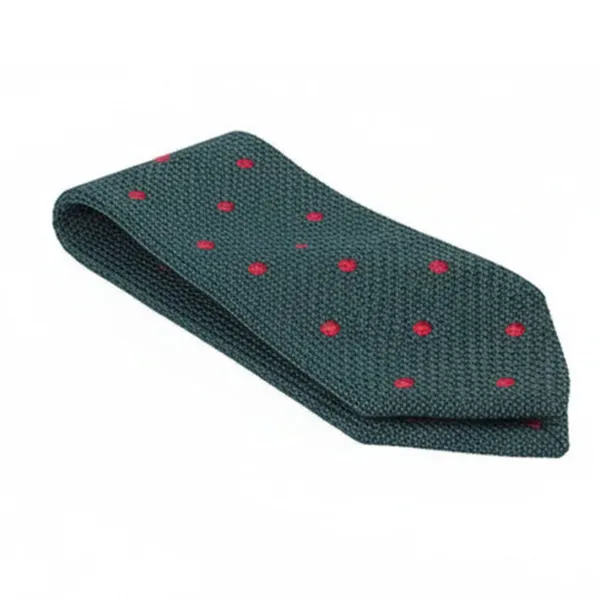 Calixto_Men’s_Knit_Tie_–_Textured_Slim_Necktie_with_Polka_Dots_–_Premium_Woven_Casual_Tie_for_Business,_Wedding_&_Formal_Wear_(Green_with_Red_Dots)