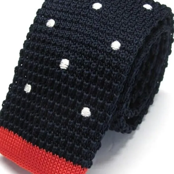 Calixto_Men’s_Knitted_Skinny_Tie_–_Black_with_White_Polka_Dots_&_Red_Back_|_Premium_Knit_Necktie_for_Business,_Wedding,_Party,_Casual_&_Formal_Wear_|_Stylish_Slim_Knit_Tie_for_Men