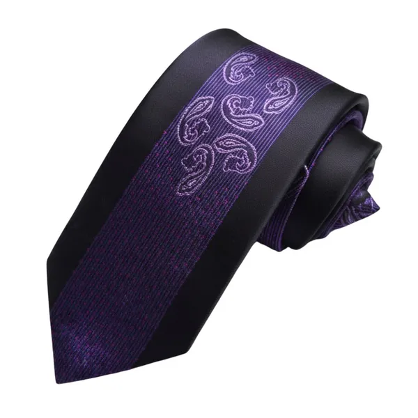 Calixto_Men's_Luxury_Silk_Feel_Neck_Tie_Black_Purple_Paisley_Pattern_Woven_Jacquard_Formal_Business_Wedding_Party_Classic_Necktie_for_Men