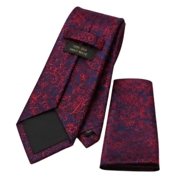 Calixto_Men's_Luxury_Tie_Gift_Set_with_Pocket_Square,_Cufflinks_&_Lapel_Flower_Pin_–_Premium_Woven_Paisley_Necktie_Set_in_Navy_Blue_&_Burgundy_–_Formal_Wedding,_Business_&_Party_Accessories_Gift_Box