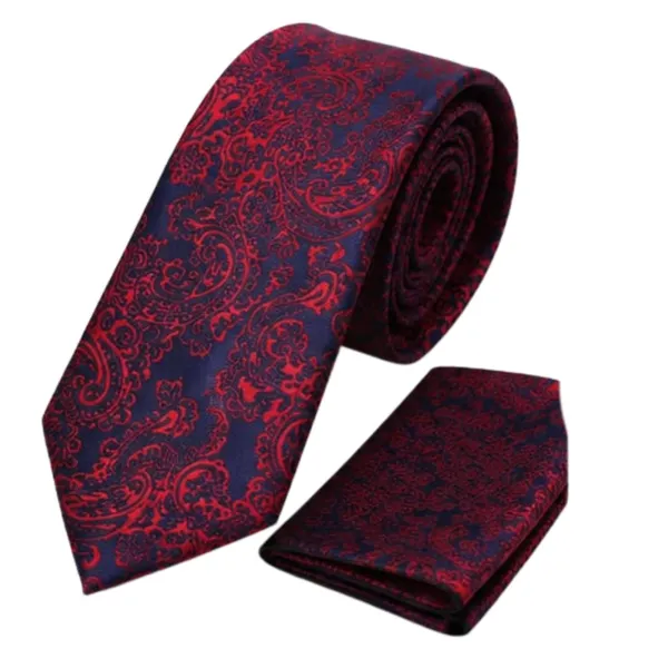 Calixto_Men's_Luxury_Tie_Gift_Set_with_Pocket_Square,_Cufflinks_&_Lapel_Flower_Pin_–_Premium_Woven_Paisley_Necktie_Set_in_Navy_Blue_&_Burgundy_–_Formal_Wedding,_Business_&_Party_Accessories_Gift_Box