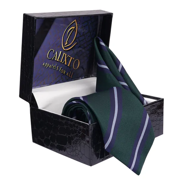 Calixto_Men's_Microfibre_Strips_Designer_Necktie_Tie_With_Pocket_Square_(Leatharite_Gift_Box)_(Pack_of_2)