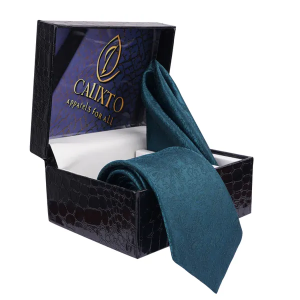 Calixto_Men's_Microfibre_Strips_Designer_Necktie_Tie_With_Pocket_Square_(Leatharite_Gift_Box)_(Pack_of_2)