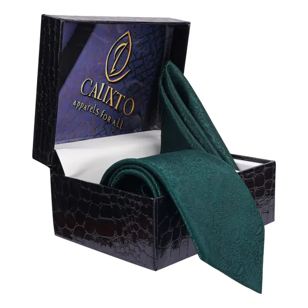 Calixto_Men's_Microfibre_Strips_Designer_Necktie_Tie_With_Pocket_Square_(Leatharite_Gift_Box)_(Pack_of_2)