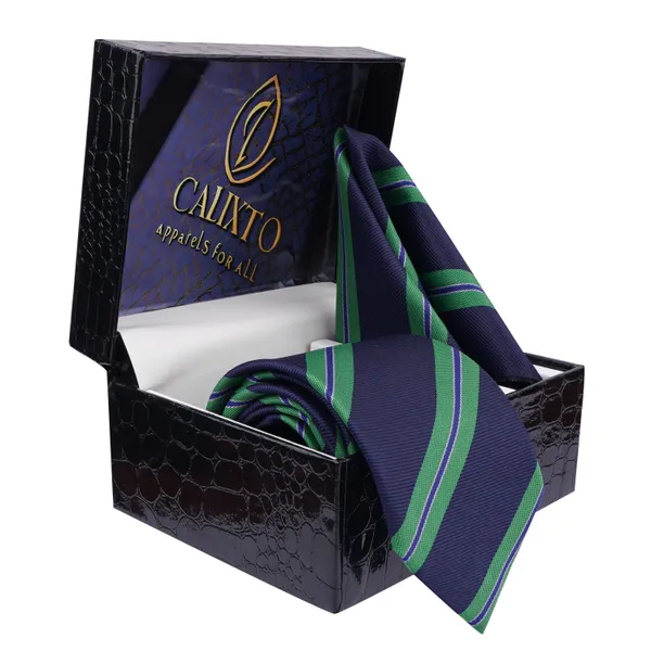 Calixto_Men's_Microfibre_Strips_Necktie_Tie_With_Pocket_Square_(Luxury_Gift_Box)_(Pack_of_2)