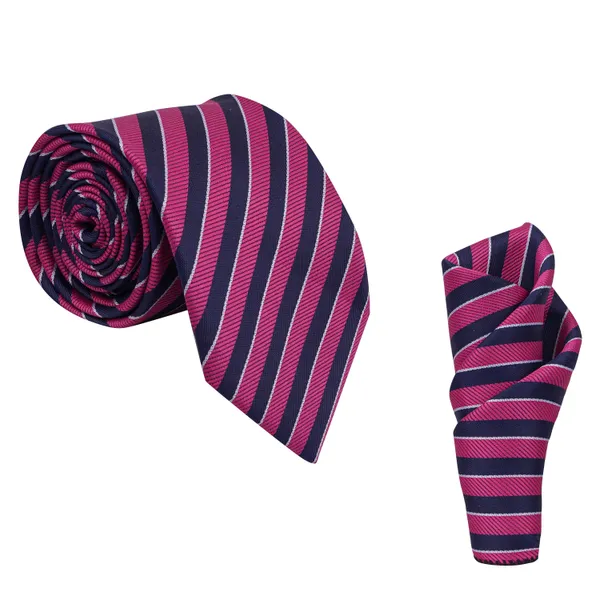 Calixto_Men's_Microfibre_Strips_Designer_Necktie_Tie_With_Pocket_Square_(Leatharite_Gift_Box)_(Pack_of_2)