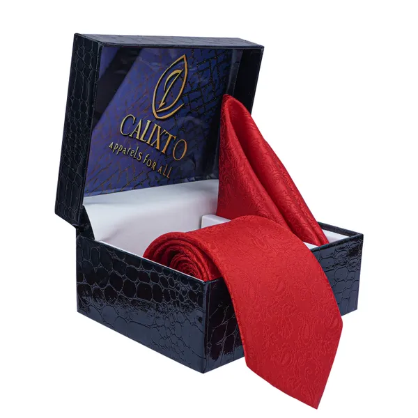 Calixto_Men's_Microfibre_Strips_Designer_Necktie_Tie_With_Pocket_Square_(Leatharite_Gift_Box)_(Pack_of_2)