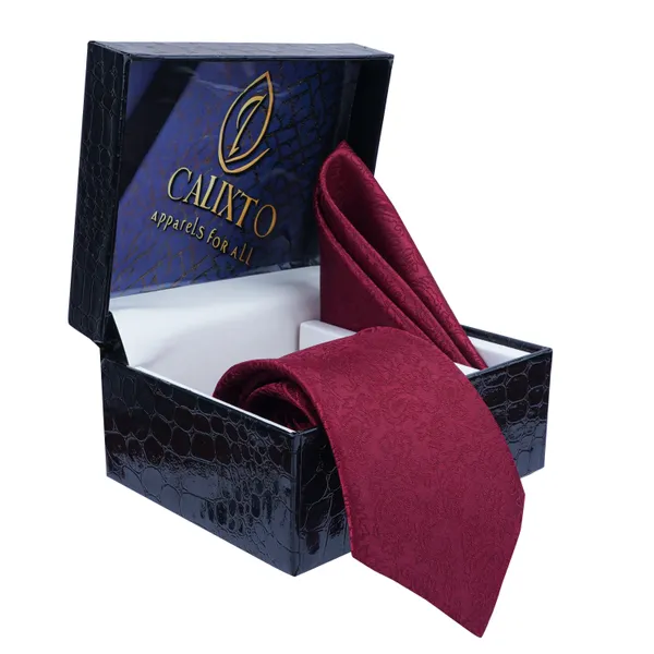 Calixto_Men's_Microfibre_Strips_Designer_Necktie_Tie_With_Pocket_Square_(Leatharite_Gift_Box)_(Pack_of_2)