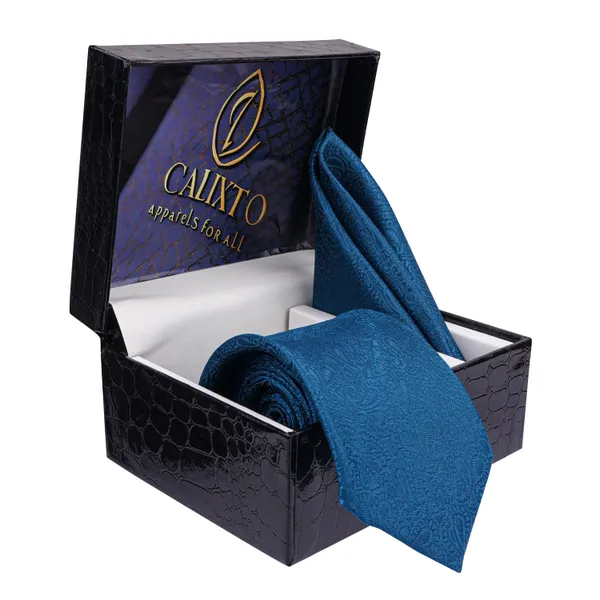 Calixto_Men's_Microfibre_Strips_Designer_Necktie_Tie_With_Pocket_Square_(Leatharite_Gift_Box)_(Pack_of_2)