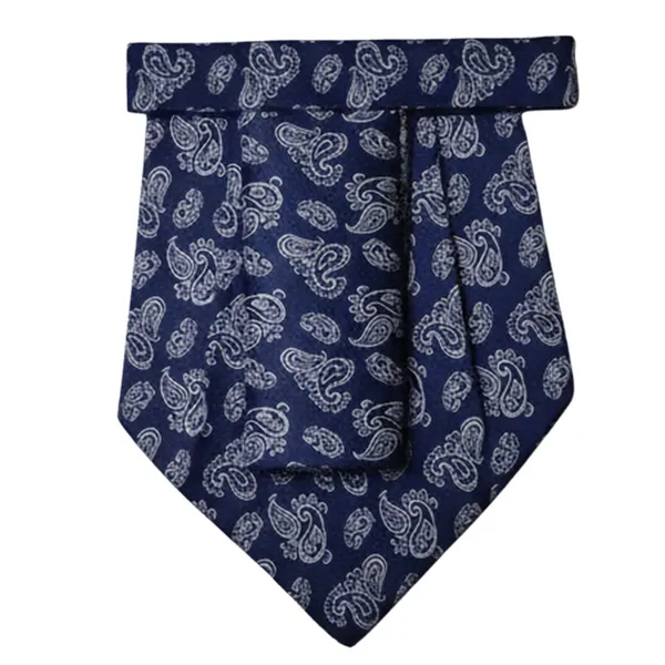 Calixto_Men’s_Navy_Blue_Paisley_Cravat_Ascot_Tie_and_Pocket_Square_Set_–_Classic_Formal_Wedding_Day_Cravat_Necktie_for_Men,_Vintage_Gentleman_Party_Dress_Accessory