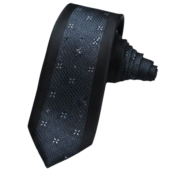 Calixto_Men's_Necktie,_Black_Blue_Woven_Jacquard_Floral_Dot_Pattern,_Polyester,_Formal_Business_Wedding_Classic_Silk_Feel