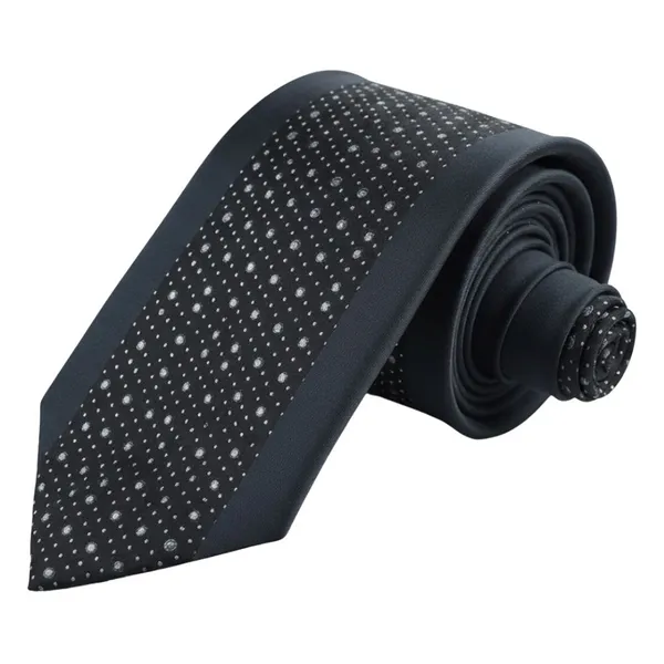 Calixto_Men's_Necktie,_Black_Silver_Polka_Dot_Pattern,_Woven_Jacquard,_Silk_Feel,_Formal_Business_Wedding_Classic_Tie