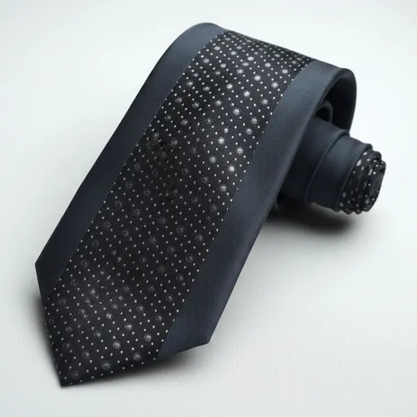 Calixto_Men's_Necktie,_Black_Silver_Polka_Dot_Pattern,_Woven_Jacquard,_Silk_Feel,_Formal_Business_Wedding_Classic_Tie