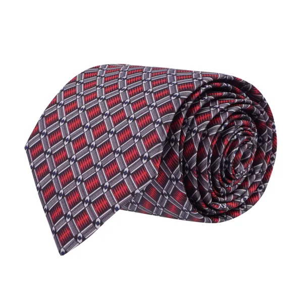Calixto_Men's_Necktie_and_Pocket_Square_Set_–_Red_&_Black_Geometric_Pattern_–_Formal_Wedding_&_Business_Tie_Set_–_Woven_Microfiber,_Gift_Ready