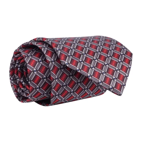 Calixto_Men's_Necktie_and_Pocket_Square_Set_–_Red_&_Black_Geometric_Pattern_–_Formal_Wedding_&_Business_Tie_Set_–_Woven_Microfiber,_Gift_Ready