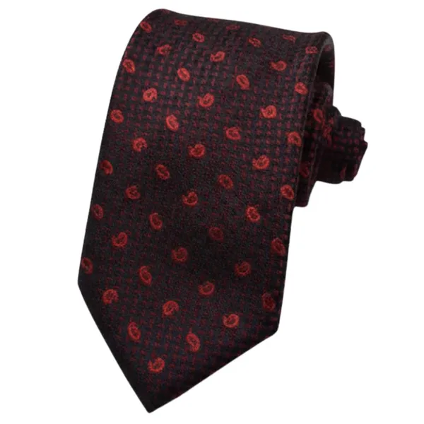 Calixto_Men's_Paisley_Necktie,_Black_and_Red,_Woven_Jacquard_Dot_Pattern,_Silk_Feel,_Formal_Business_Wedding_Classic_Neck_Tie